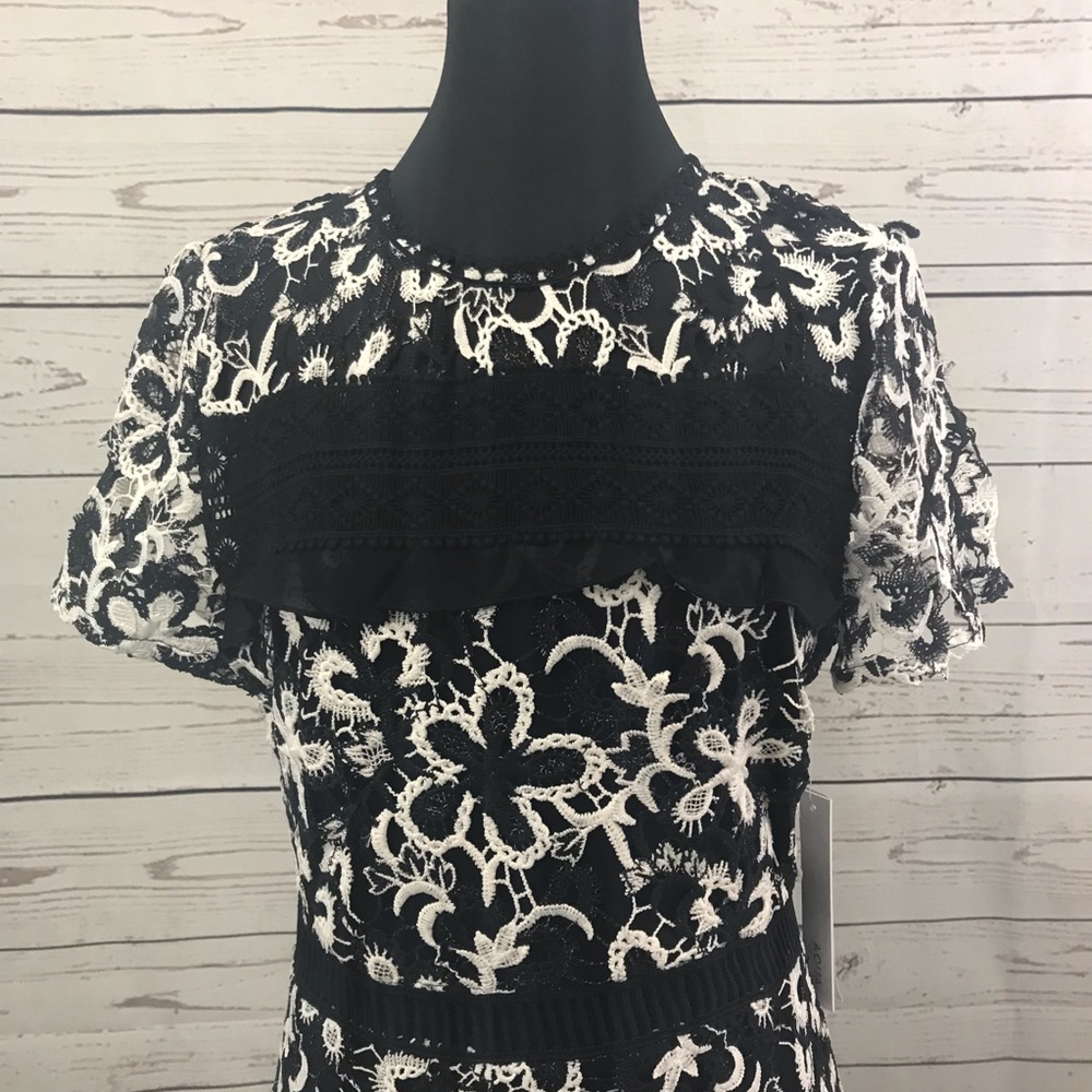 Aqua Black and White Lace Dress